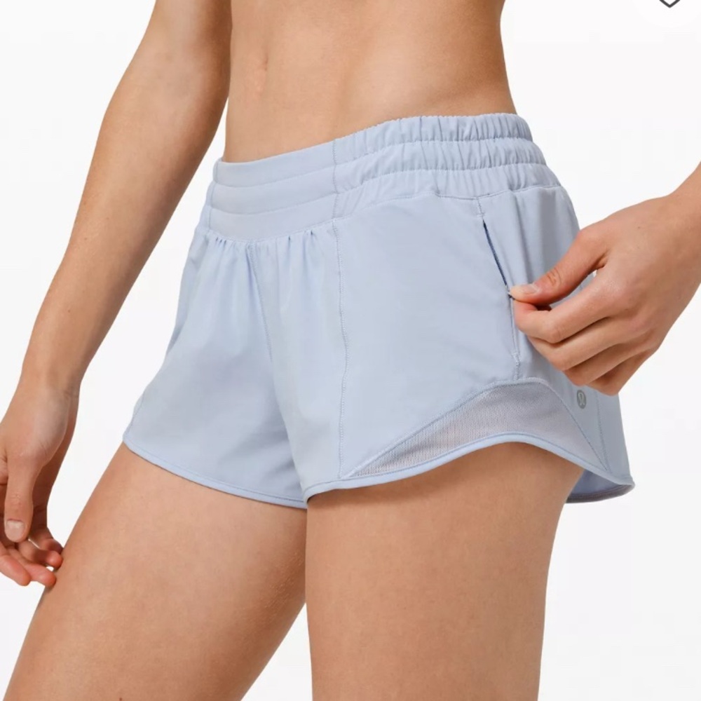 Lululemon Linen Blue Hotty Hot High-Rise Lined Short 4"
